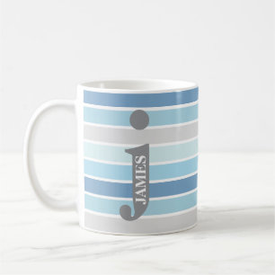 Personalisiertes Monogramm 'Shades of Blue' gestre Kaffeetasse