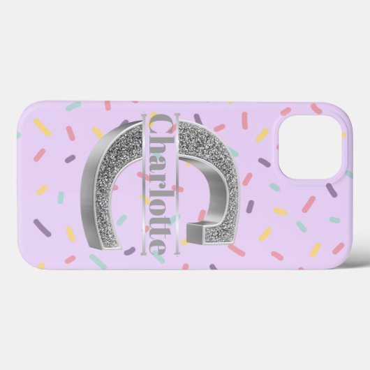 Personalisiertes Monogramm Silver Initial B Ihr Na Case-Mate iPhone Hülle (Rückseite (Horizontal))