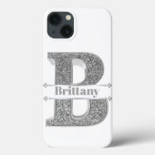 Personalisiertes Monogramm Silver Initial B Ihr Na Case-Mate iPhone Hülle (Rückseite)