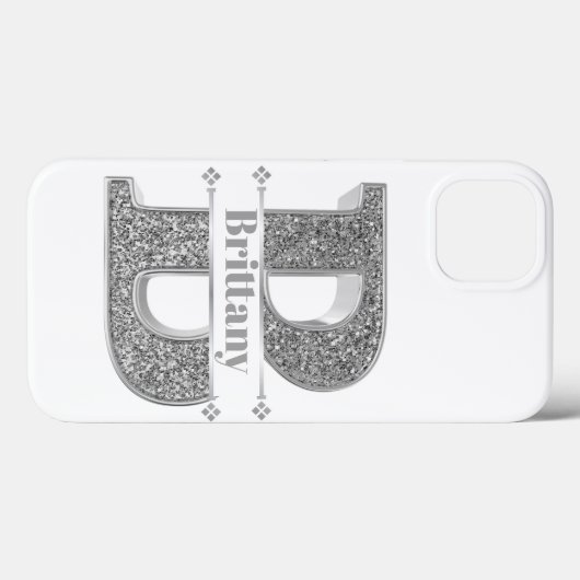 Personalisiertes Monogramm Silver Initial B Ihr Na Case-Mate iPhone Hülle (Rückseite (Horizontal))