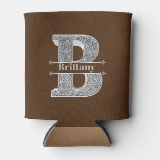 Personalisiertes Monogramm Silver Initial B Ihr Na Dosenkühler (Vorderseite)