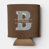Personalisiertes Monogramm Silver Initial B Ihr Na Dosenkühler (Rückseite)