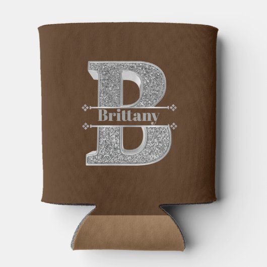 Personalisiertes Monogramm Silver Initial B Ihr Na Dosenkühler (Rückseite)