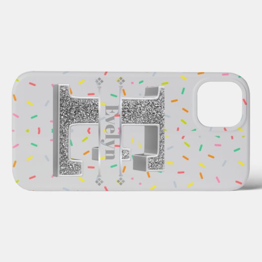 Personalisiertes Monogramm Silver Initial E Ihr Na Case-Mate iPhone Hülle (Rückseite (Horizontal))