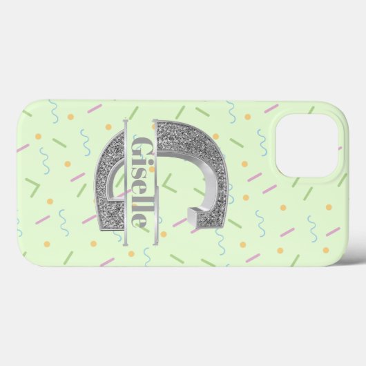 Personalisiertes Monogramm Silver Initial G Ihr Na Case-Mate iPhone Hülle (Rückseite (Horizontal))