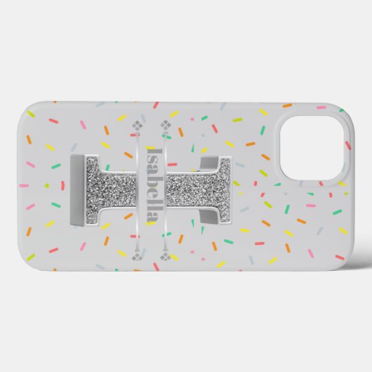 Personalisiertes Monogramm Silver Initial I Your N Case-Mate iPhone Hülle (Rückseite (Horizontal))