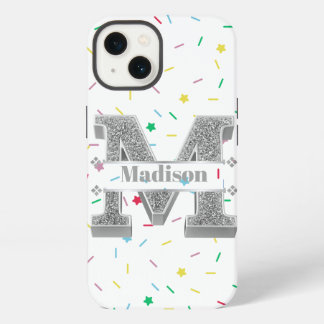 Personalisiertes Monogramm Silver Initial iPhone 13 Hülle