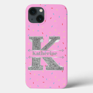 Personalisiertes Monogramm Silver Initial K Ihr Na Case-Mate iPhone Hülle