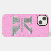 Personalisiertes Monogramm Silver Initial K Ihr Na iPhone Hülle (Rückseite (Horizontal))