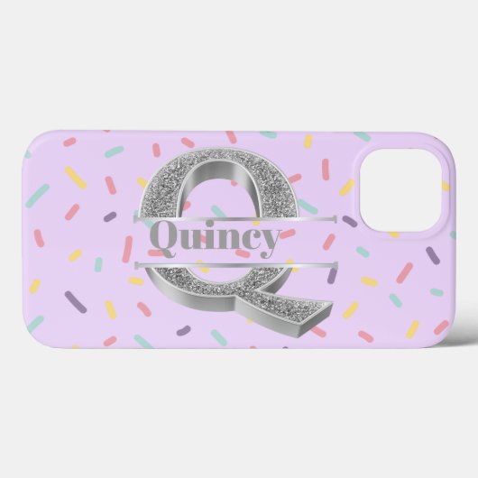 Personalisiertes Monogramm Silver Initial Q Ihr Na Case-Mate iPhone Hülle (Rückseite (Horizontal))