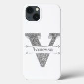 Personalisiertes Monogramm Silver Initial V Ihr Na Case-Mate iPhone Hülle (Rückseite)