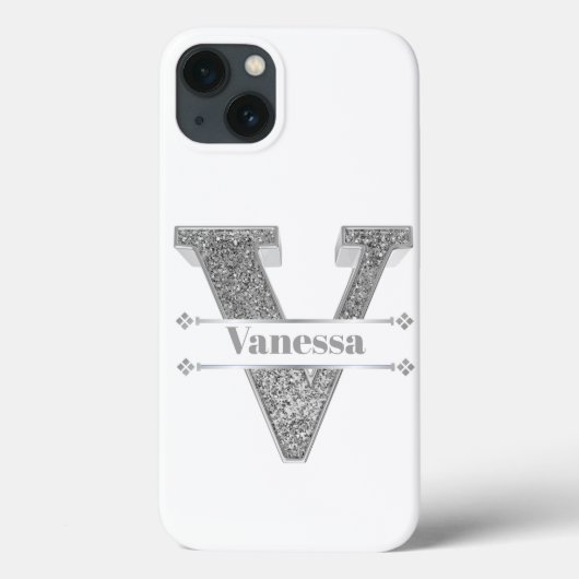 Personalisiertes Monogramm Silver Initial V Ihr Na Case-Mate iPhone Hülle (Rückseite)