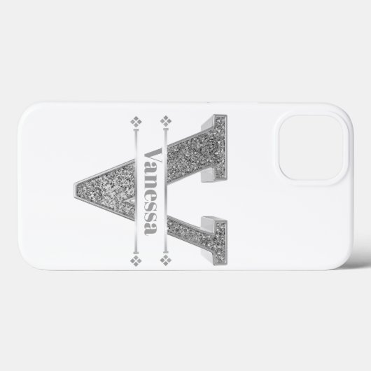 Personalisiertes Monogramm Silver Initial V Ihr Na Case-Mate iPhone Hülle (Rückseite (Horizontal))