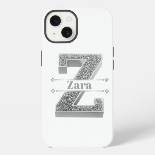 Personalisiertes Monogramm Silver Initial Z Ihr Na iPhone Hülle (Rückseite)