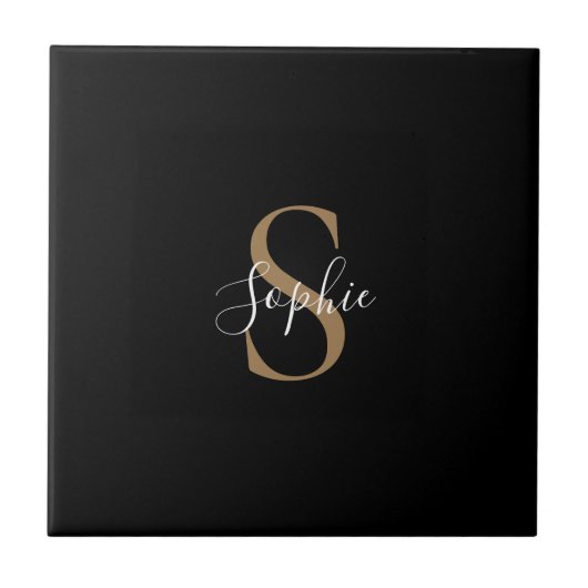Personalisiertes Monogramm-Skript Elegant Individu Fliese (Vorderseite)