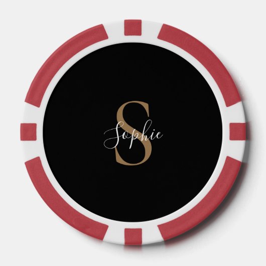 Personalisiertes Monogramm-Skript Elegant Individu Pokerchips (Vorderseite)