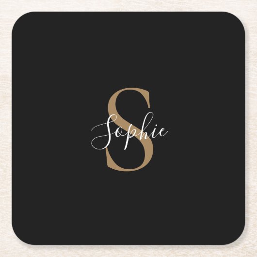 Personalisiertes Monogramm-Skript Elegant Individu Rechteckiger Pappuntersetzer (Vorderseite)