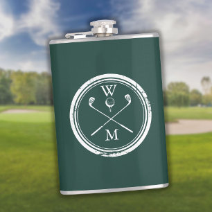 Personalisiertes Monogramm Smaragdgrün Golf Flachmann