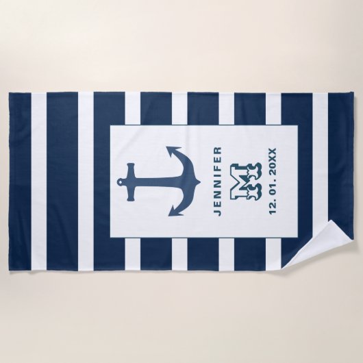 Personalisiertes Monogramm Strandtuch (Vorderseite)