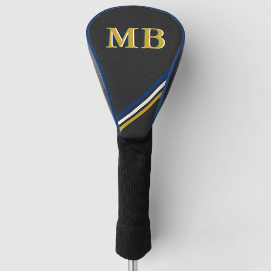 Personalisiertes Monogramm-Streifen aus schwarzem Golf Headcover (Vorderseite)