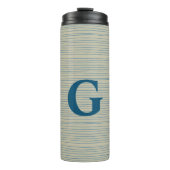 Personalisiertes Monogramm Streifen neutralblau Be Thermosbecher (Vorderseite)