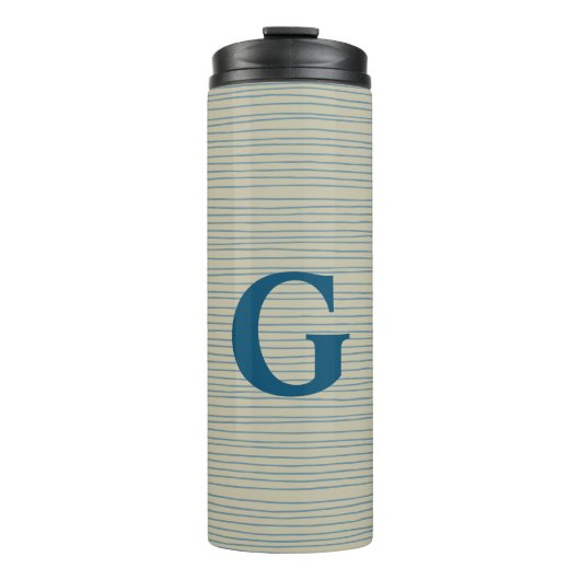 Personalisiertes Monogramm Streifen neutralblau Be Thermosbecher (Vorderseite)
