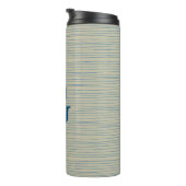 Personalisiertes Monogramm Streifen neutralblau Be Thermosbecher (Nach rechts gedreht)