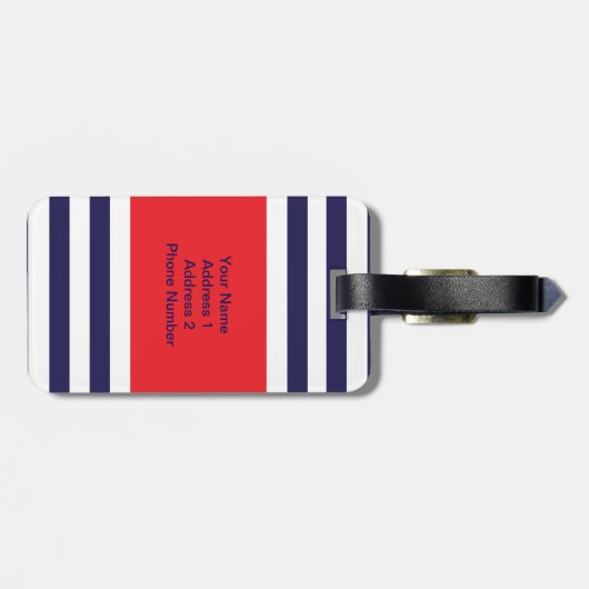 Personalisiertes Monogramm Stripes Gepäckanhänger (Rückseite horizontal)