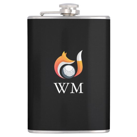 Personalisiertes Monogramm Stylischer Fuchs und Go Flachmann (Vorderseite)