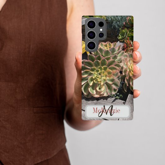 Personalisiertes Monogramm Sukkulärer Garten Ozean Samsung Galaxy Hülle