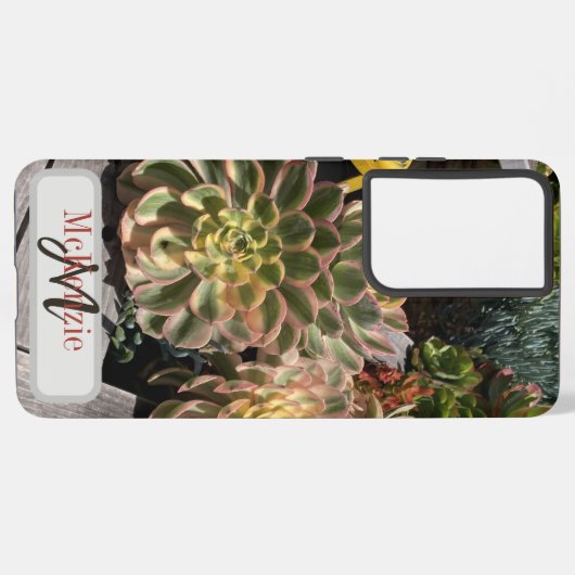 Personalisiertes Monogramm Sukkulärer Garten Ozean Samsung Galaxy Hülle (Linke Seite)