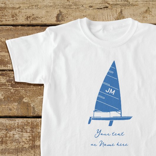 Personalisiertes Monogramm Text Sailboat Racing Bl T-Shirt