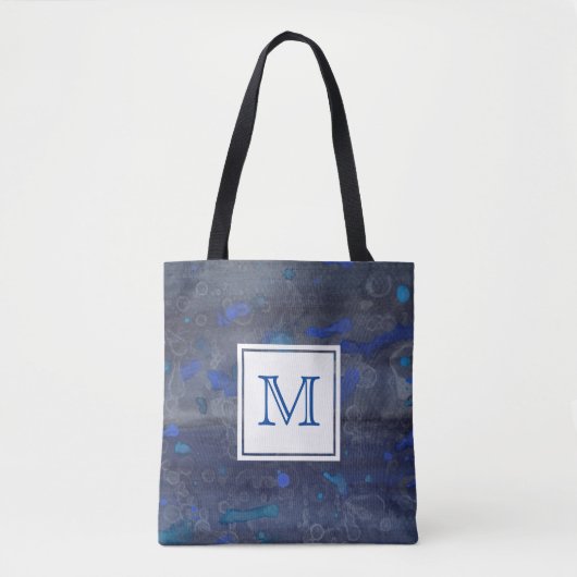 Personalisiertes Monogramm Totbeutel | Blau Tasche (Vorderseite)