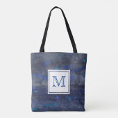 Personalisiertes Monogramm Totbeutel | Blau Tasche (Rückseite)