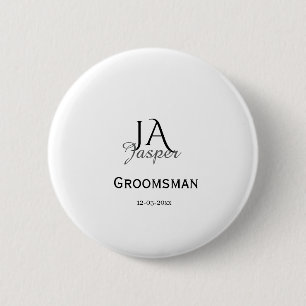 Personalisiertes Monogramm Trauzeuge Brautführer N Button