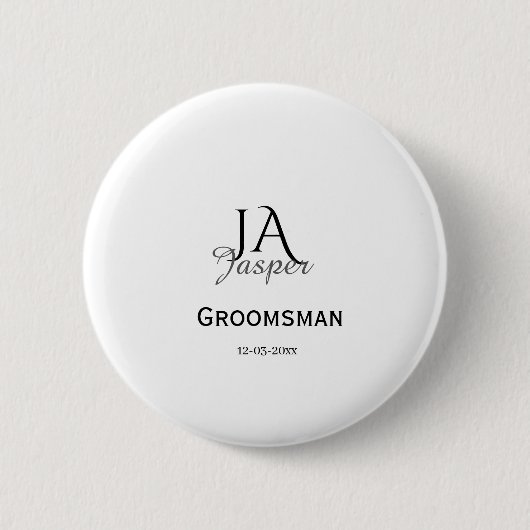 Personalisiertes Monogramm Trauzeuge Brautführer N Button (Vorderseite)
