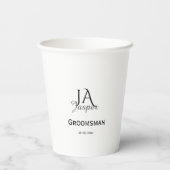 Personalisiertes Monogramm Trauzeuge Brautführer N Pappbecher (Rückseite)