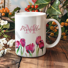 Personalisiertes Monogramm Tulip Kaffeetasse