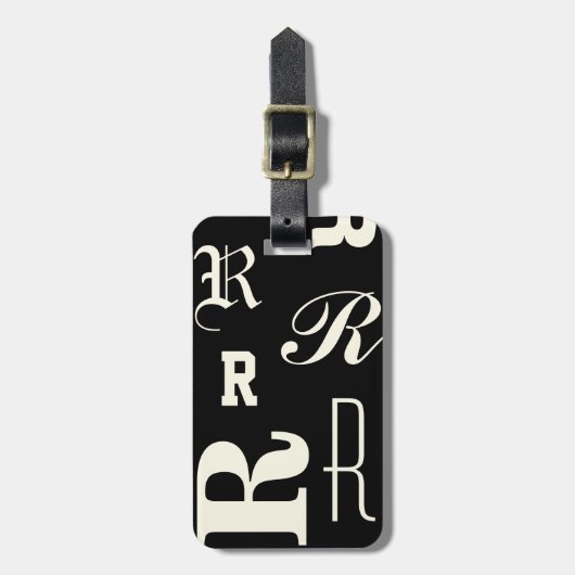 Personalisiertes Monogramm, Typografie-Initialen,  Gepäckanhänger (Vorderseite vertikal)
