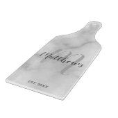 Personalisiertes Monogramm- und Familienname-Marmo Schneidebrett (Ecke)