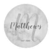 Personalisiertes Monogramm- und Familienname-Marmo Schneidebrett (Vorderseite)