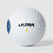 Personalisiertes Monogramm und klassischer blauer  Golfball (Logo)