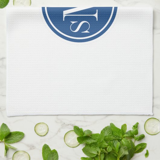 Personalisiertes Monogramm und klassisches Blau Geschirrtuch (Gefaltet)