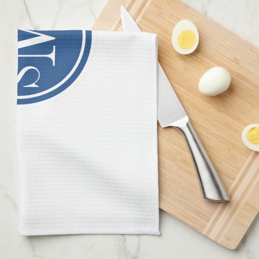 Personalisiertes Monogramm und klassisches Blau Geschirrtuch (Viertel Falte)