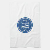 Personalisiertes Monogramm und klassisches Blau Geschirrtuch (Vertikal)