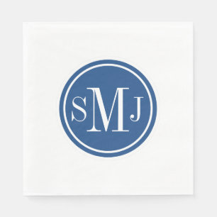 Personalisiertes Monogramm und klassisches Blau Serviette