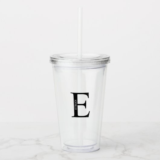 Personalisiertes Monogramm und Name Acryltrinkbecher (Vorderseite)