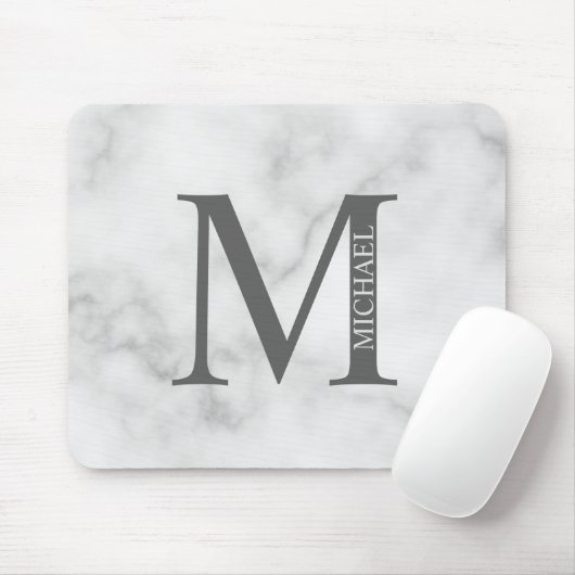 Personalisiertes Monogramm und Name aus grauem Mar Mousepad (Mit Mouse)