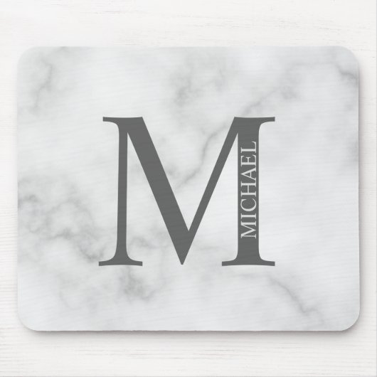 Personalisiertes Monogramm und Name aus grauem Mar Mousepad (Vorne)