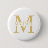 Personalisiertes Monogramm und Name aus Weiß und G Button (Vorderseite)